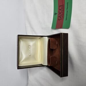 Vintage Gucci Watch Box Holder Brown Suede Warranty Card Luxury 80s 90s